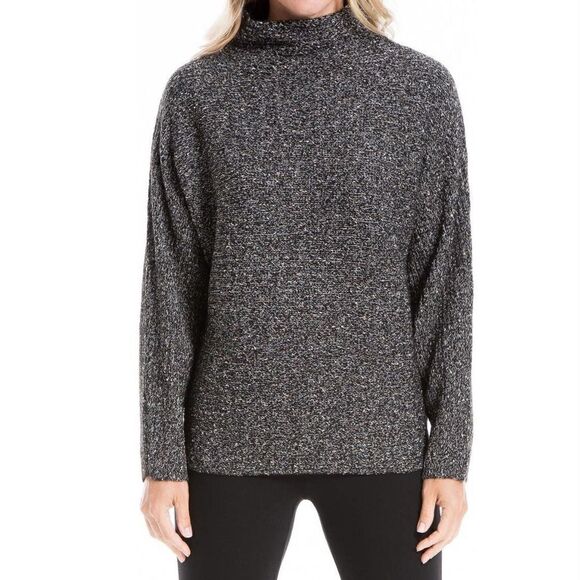 NWT MAX STUDIO Black Marled Mock Neck Sweater Size XS - Picture 1 of 9